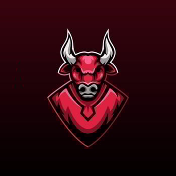 red bull mascot logo for team gaming, Bull head mascot vector template