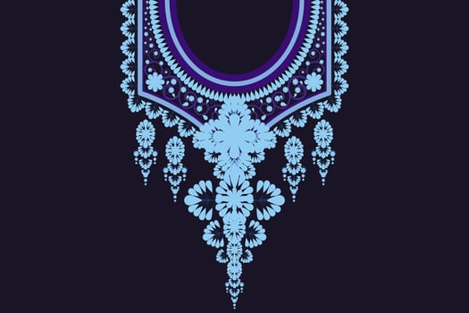 Geometric Ethnic oriental pattern traditional .Floral necklace embroidery design for fashion women.background,wallpaper,clothing and wrapping. vector