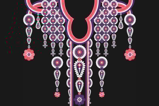 Geometric Ethnic oriental pattern traditional .Floral necklace embroidery design for fashion women.background,wallpaper,clothing and wrapping. vector