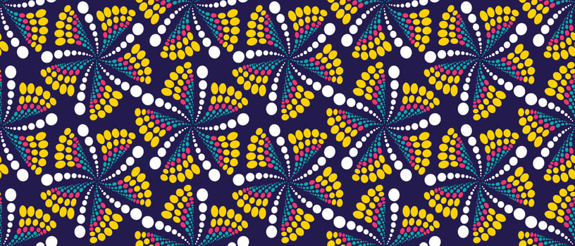 aAfrican ethnic traditional blue background pattern. seamless beautiful Kitenge, chitenge style. fashion design in colorful. Geometric circle abstract motif. Floral Ankara prints, African wax prints. vector