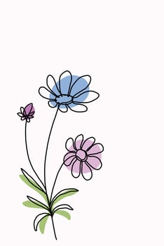 Simplicity flower freehand continuous line drawing flat design. vector
