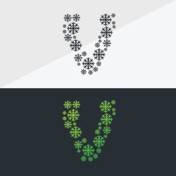 Snowflake alphabet vector design Christmas icon logo snow Snowflake simple color line icons snow vector