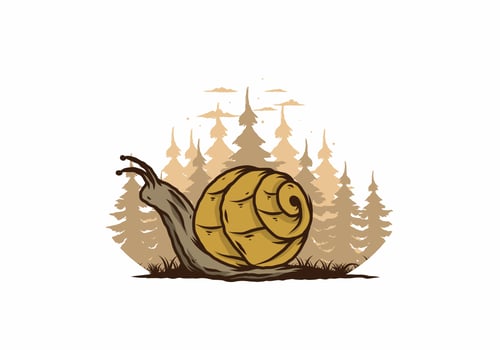 Snail creeping in the forest illustration vector