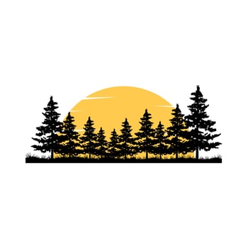Pine trees silhouette logo design vector illustration