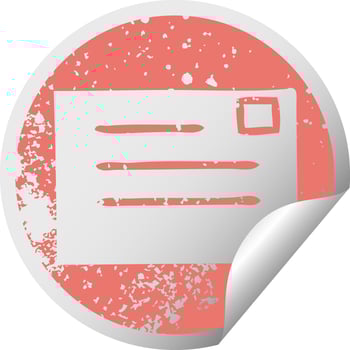 distressed circular peeling sticker symbol letter vector