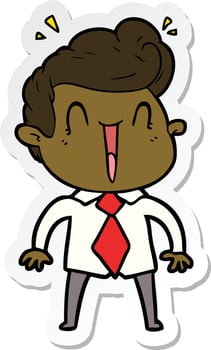 sticker of a cartoon excited man vector