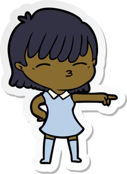sticker of a cartoon woman vector