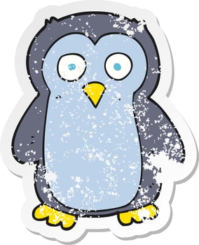 retro distressed sticker of a cartoon penguin vector