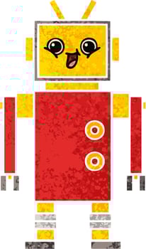 retro illustration style cartoon robot vector
