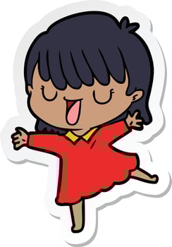 sticker of a cartoon woman vector