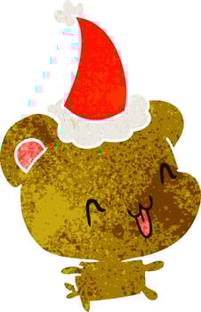 christmas retro cartoon of kawaii bear vector