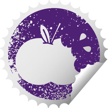 distressed circular peeling sticker symbol juicy apple vector