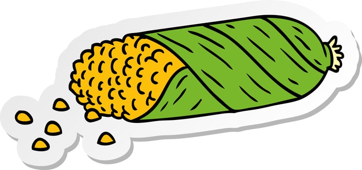 sticker cartoon doodle of fresh corn on the cob vector