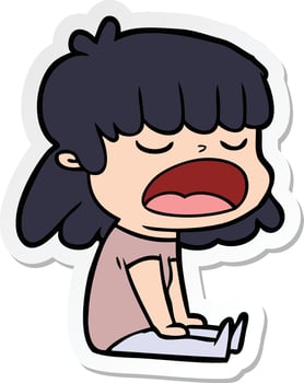 sticker of a cartoon woman talking loudly vector
