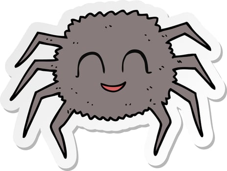 sticker of a cartoon spider vector