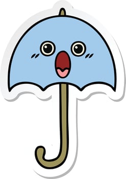 sticker of a cute cartoon umbrella vector