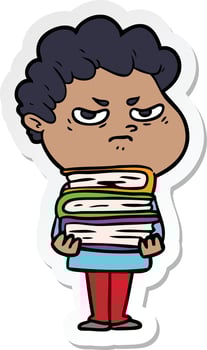 sticker of a cartoon angry man vector