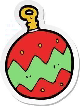 sticker of a cartoon christmas bauble vector