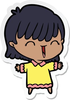sticker of a cartoon woman vector