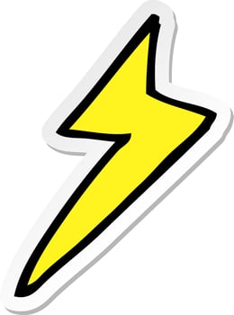 sticker of a cartoon lightning bolt symbol vector