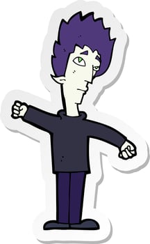 sticker of a cartoon vampire man vector