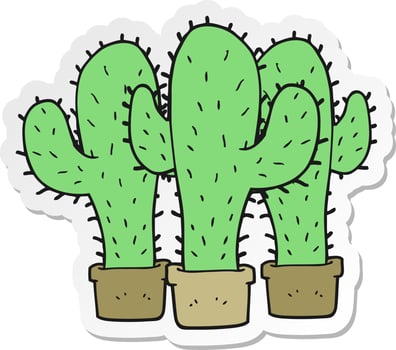 sticker of a cartoon cactus vector