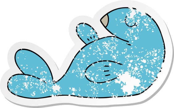 distressed sticker of a quirky hand drawn cartoon seal vector