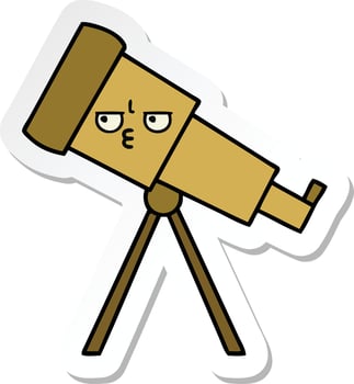sticker of a cute cartoon telescope vector