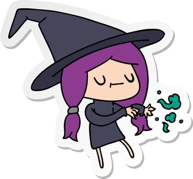 sticker cartoon of cute kawaii witch vector