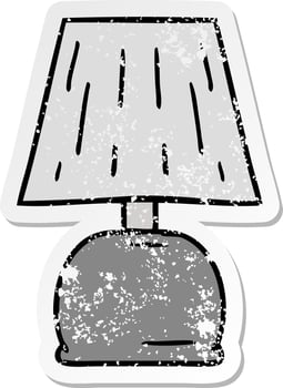 distressed sticker cartoon doodle of a bed side lamp vector