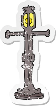retro distressed sticker of a cartoon street lamp vector
