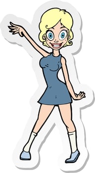 sticker of a cartoon party girl vector