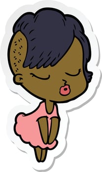 sticker of a cartoon pretty hipster girl vector