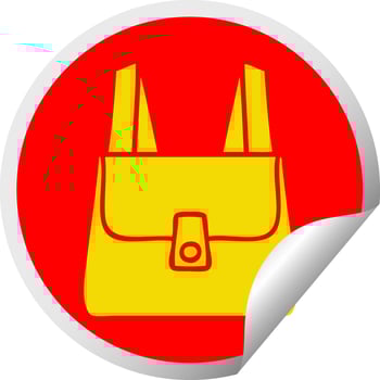 circular peeling sticker cartoon green bag vector