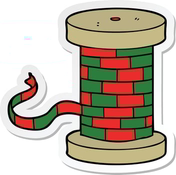 sticker of a cartoon reel of ribbon vector