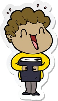 sticker of a cartoon happy man vector