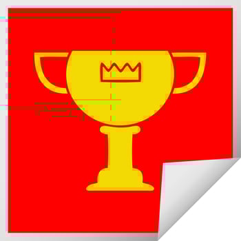 square peeling sticker cartoon gold cup vector
