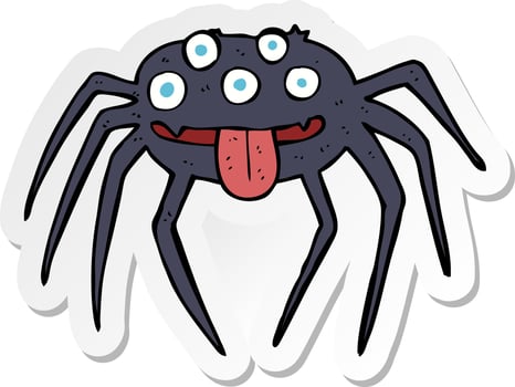 sticker of a cartoon gross halloween spider vector
