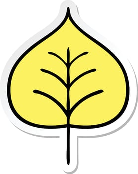 sticker of a cute cartoon autumn leaf vector