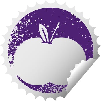 distressed circular peeling sticker symbol juicy apple vector