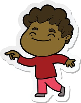 sticker of a cartoon friendly man vector
