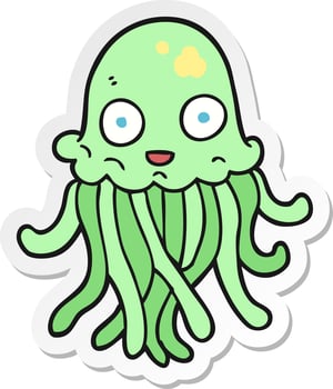 sticker of a cartoon octopus vector