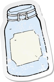 retro distressed sticker of a cartoon jar vector