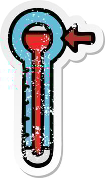 distressed sticker of a cute cartoon glass thermometer vector