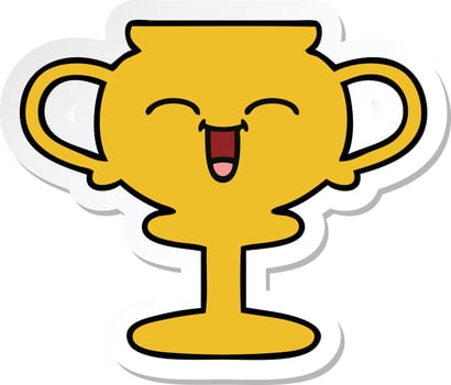 sticker of a cute cartoon trophy vector