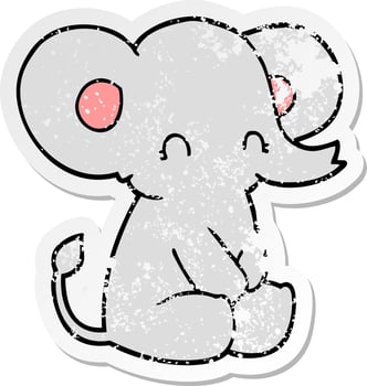 distressed sticker of a cute cartoon elephant vector