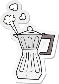 sticker of a cartoon espresso stovetop maker vector