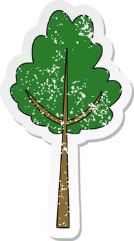 distressed sticker of a quirky hand drawn cartoon tree vector