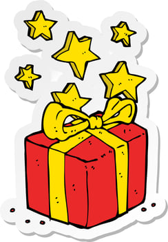 sticker of a cartoon christmas presents vector