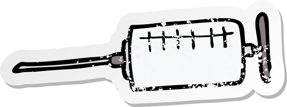 distressed sticker of a cartoon syringe vector